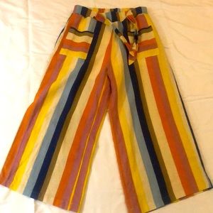 Multicolor linen pants . Size small fits XS woman .